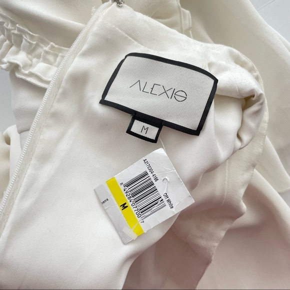 Alexis Marianne Dress in Ivory ruffle tiered sleeve high neck medium m - Picture 2 of 11